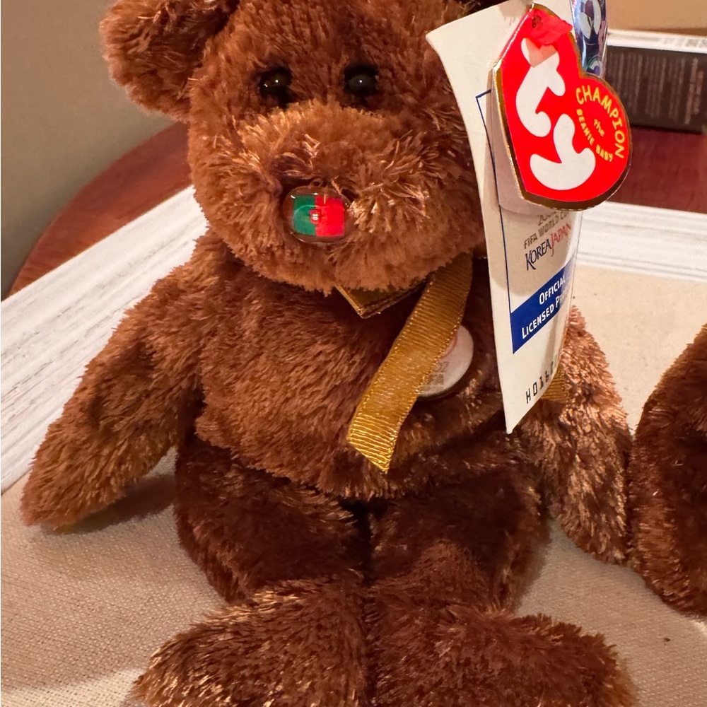 Ty USA & Portugal CHAMPION BEANIE BABY Bears FIFA World Cup Soccer 2002, NWT - Picture 4 of 12